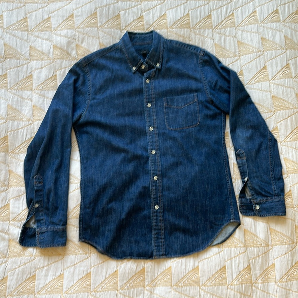 JCrew Mens Denim Dark Wash Button Up - Slim Fit - Small